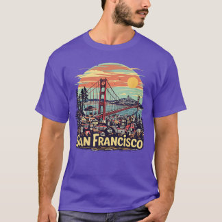 San Francisco Golden Gate Bridge Retro Souvenir Vi T-shirt