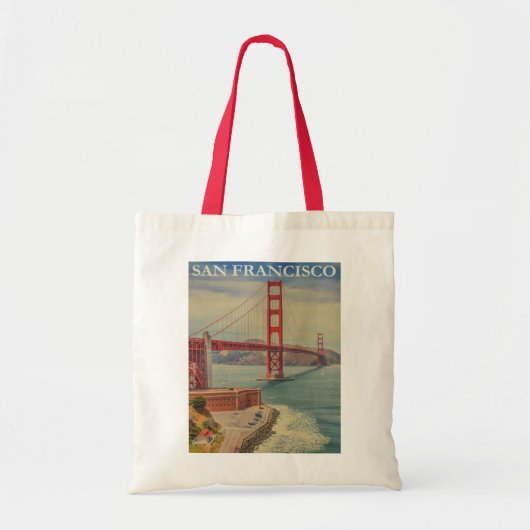 San Francisco Golden Gate Bridge Retro Tote Bag (Voorkant)