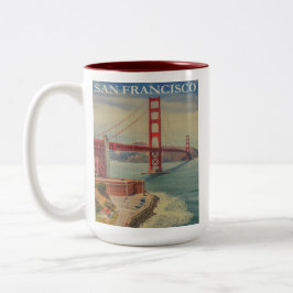 San Francisco Golden Gate Bridge Retro  Tweekleurige Koffiemok