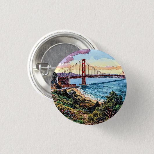 San Francisco Golden Gate Bridge Ronde Button 3,2 Cm (Voorkant /achterkant)