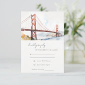 San Francisco Golden Gate Bridge Scape Bruiloft RSVP Kaartje (Staand voorkant)