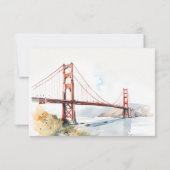San Francisco Golden Gate Bridge Scape Wedding RSVP Kaartje (Achterkant)