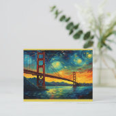 San Francisco Golden Gate Bridge Sterrennacht Briefkaart (Staand voorkant)