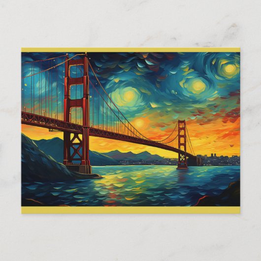 San Francisco Golden Gate Bridge Sterrennacht Briefkaart (Voorkant)