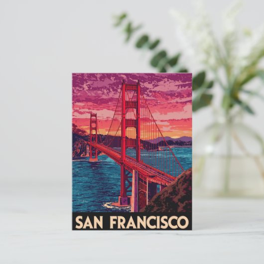  San Francisco Golden Gate Bridge Sunset TR Briefkaart (Staand voorkant)