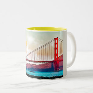 San Francisco Golden Gate Bridge. Verenigde Staten Tweekleurige Koffiemok