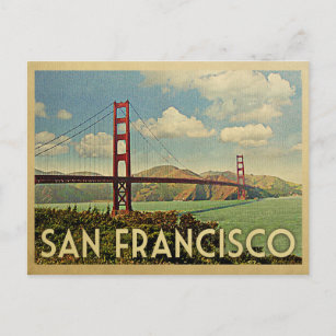 San Francisco Golden Gate Bridge Vintage Travel Briefkaart