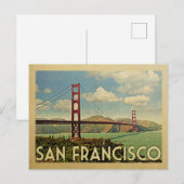 San Francisco Golden Gate Bridge Vintage Travel Briefkaart (Voorkant / Achterkant)