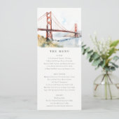 San Francisco Golden Gate Bridge Wedding Menu Card Kaart (Staand voorkant)