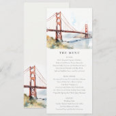 San Francisco Golden Gate Bridge Wedding Menu Card Kaart (Voorkant / Achterkant)
