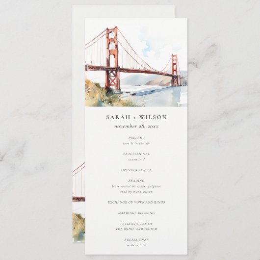 San Francisco Golden Gate Bridge Wedding Program Kaart (Voorkant / Achterkant)