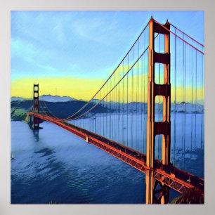 San Francisco - GOLDEN GATE - Brug Poster