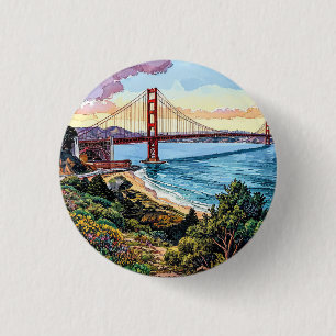 San Francisco Golden Gate-brug Ronde Button 3,2 Cm