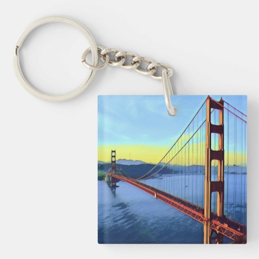 San Francisco - GOLDEN GATE - Brug Sleutelhanger (Voorkant)