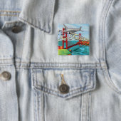 San Francisco Golden Gate-brug Vierkante Button 5,1 Cm (In situ)