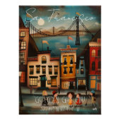 San Francisco: Golden Gate City - Whimsical Art Perfect Poster (Voorkant)