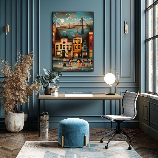 San Francisco: Golden Gate City - Whimsical Art Perfect Poster