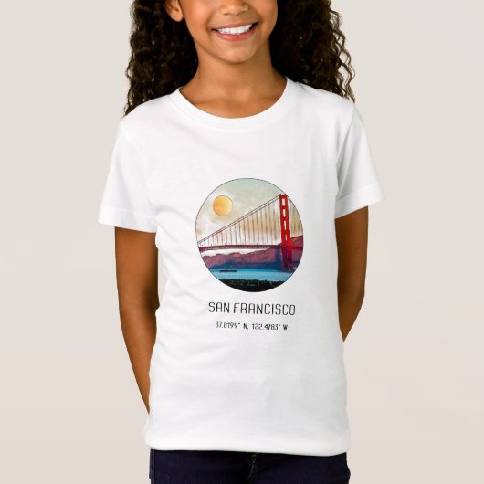 San Francisco Golden Gate Illustration Art T-shirt (Voorkant)