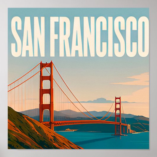 ❤️ San Francisco Golden Gate Reisstijl ❤️ Poster (Voorkant)