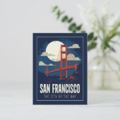 San Francisco Golden Gate Retro Night Briefkaart (Staand voorkant)