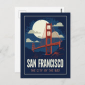 San Francisco Golden Gate Retro Night Briefkaart (Voorkant / Achterkant)
