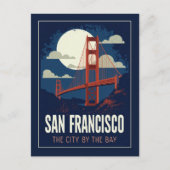 San Francisco Golden Gate Retro Night Briefkaart (Voorkant)