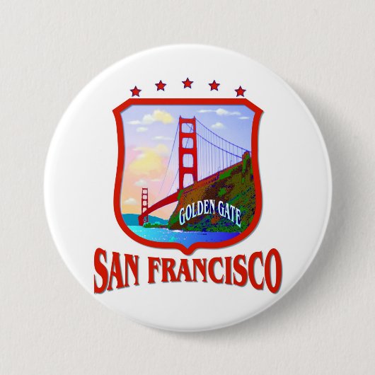 San Francisco Golden Gate Ronde Button 7,6 Cm (Voorkant)