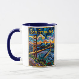 San Francisco Golden Gate Van Gogh Colorful Travel Mok