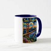 San Francisco Golden Gate Van Gogh Colorful Travel Mok (Voorkant rechts)
