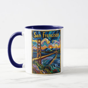 San Francisco Golden Gate Van Gogh Kleurrijke Reis Mok