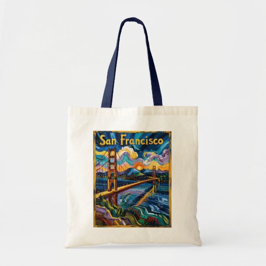 San Francisco Golden Gate Van Gogh Style Art Tote Bag (Voorkant)