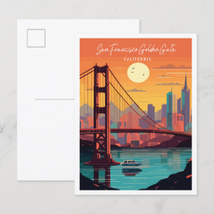 San Francisco Golden Gate vintage reizen Briefkaart