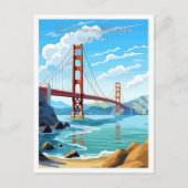 San Francisco Golden Gate vintage reizen Briefkaart (Voorkant)