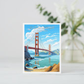 San Francisco Golden Gate vintage reizen Briefkaart (Staand voorkant)