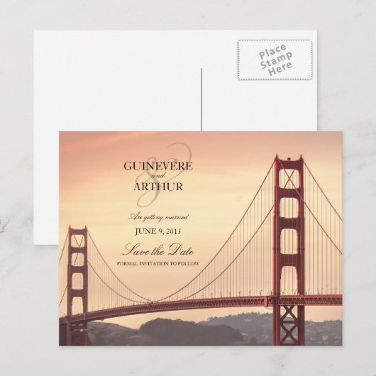 San Francisco Golden Gate Wedding Save the Date Aankondigingskaart (Voorkant / Achterkant)