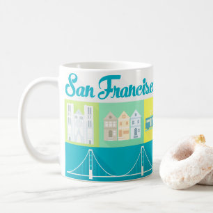 San Francisco Icons Iconic Souvenir Modern Bright Koffiemok