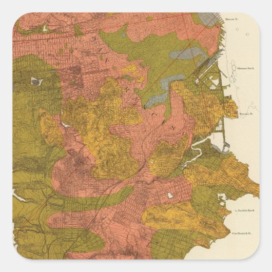 San Francisco intensiteit van de aardbeving Vierkante Sticker (Voorkant)