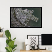 San Francisco Intl Airport Satellite Map Poster (Thuiskantoor)