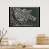 San Francisco Intl Airport Satellite Map Poster (Keuken)