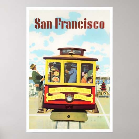 San Francisco kabelauto met oud poster (Voorkant)