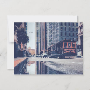 San Francisco kabelbaan en stadsgezicht reflectie Briefkaart