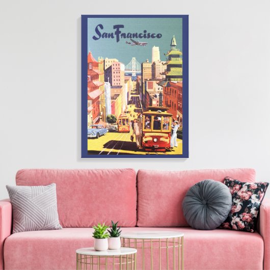  San Francisco kabelbanen reizen Poster Art Canvas Afdruk (Insitu (Woonkamer))