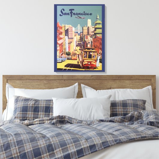  San Francisco kabelbanen reizen Poster Art Canvas Afdruk (Insitu (Slaapkamer))