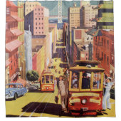  San Francisco kabelbanen reizen Poster Art Douchegordijn (Voorkant)