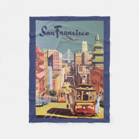  San Francisco kabelbanen reizen Poster Art Fleece Deken (Voorkant)