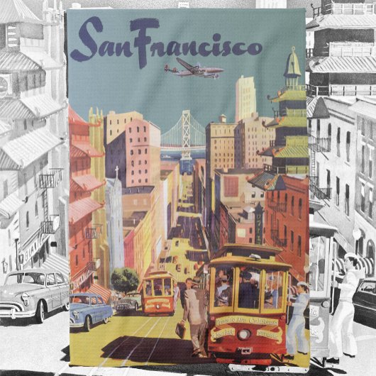  San Francisco kabelbanen reizen Poster Art Theedoek