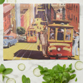  San Francisco kabelbanen reizen Poster Art Theedoek (Gevouwen)