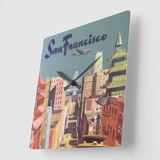  San Francisco kabelbanen reizen Poster Art Vierkante Klok (Hoek)