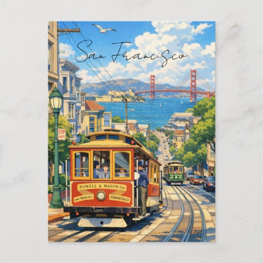 San Francisco Kabeltram Ansichtkaart Briefkaart (Voorkant)
