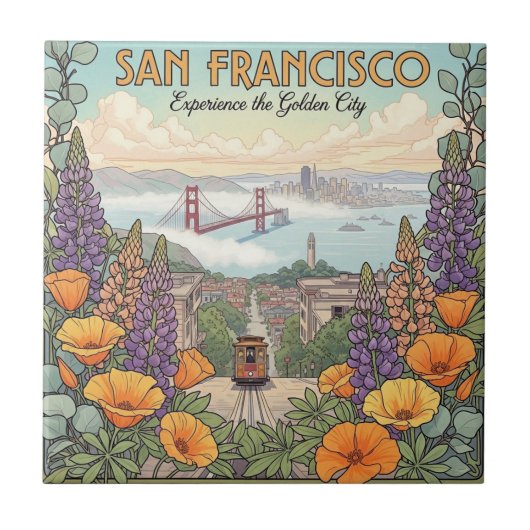 San Francisco kabeltram ansichtkaart Tegeltje (Voorkant)